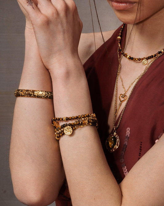 Tiger's Eye Coin Bracelet