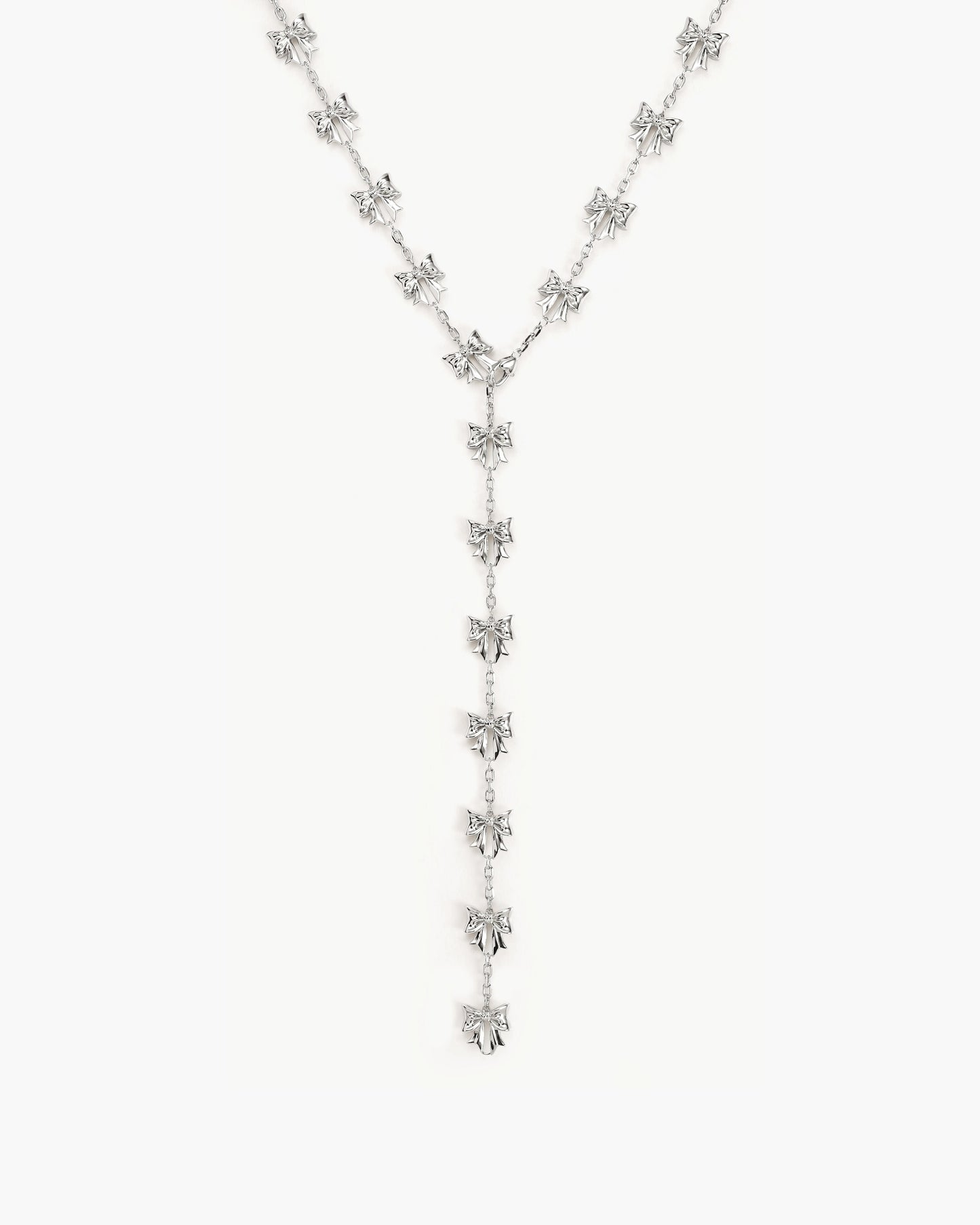 Bow Lariat Long Necklace in Gold